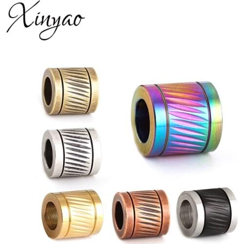 XINYAO 10mm Exquisite Stainless Steel Large Hole Spacer Beads Leather Cord Bracelet Accessories Fit DIY Handmade Jewelry Making