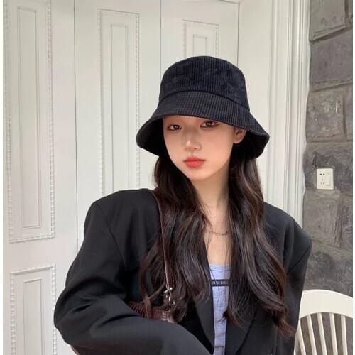 Valentines Day Corduroy Bucket Hats For Women Girl Autumn Winter Vintage Solid Color Lamb Bonnet Hats gorros mujer invierno