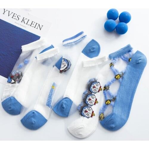 Women Sock Anime Woman Socks Doraemon Print Womans Casual Cotton Sox Girls Spring Summer Thin Trendy Cartoon Japanese Skarpetki
