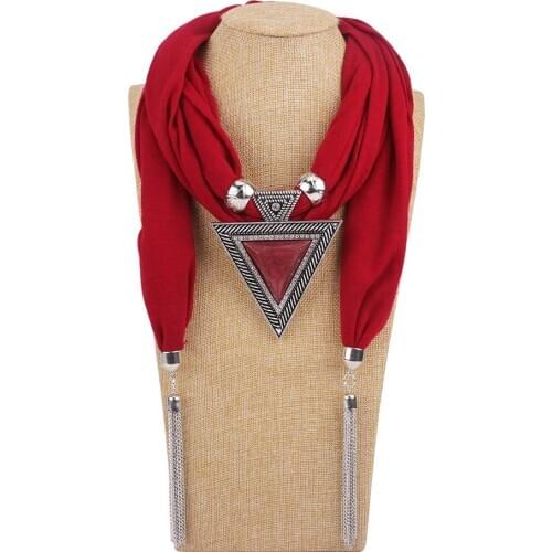 Women Warp Scarf Fashion Jewelry Necklace Pendant Warp Scarf Women Foulard Femme Head Scarves Hijab Pendant Accessories Scarf