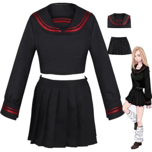 Women Dress Anime Tokyo Revengers Shiba Yuzuha Sailor School Uniform Girls Skirt Suit Cosplay Costume