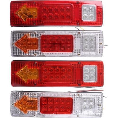 1 Pair Waterproof Trailer Lorries Boat Truck 19LED Tail Lights 12V 24V 10-30V Rear Lights Stop Turn Signal Lamp Extra Lights