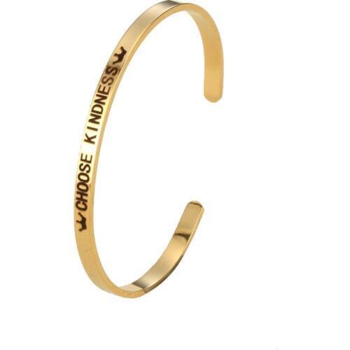 10PCS DIY Stainless Steel Jewelry Alphabet Lettering CHOOSE KINDNESS Cuff Inspirational Bracelet Jewelry
