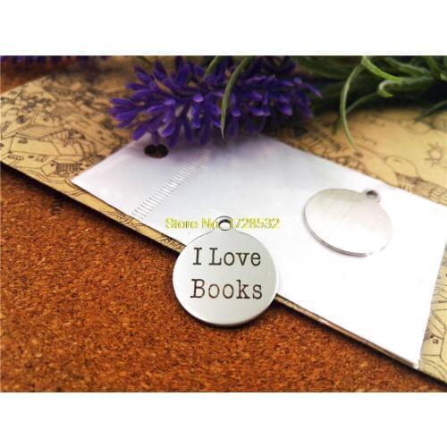 10pcs-stainless steel Charms "I love books" DIY Charms Pendants for necklace/bracelet/keychain DIY jewelry