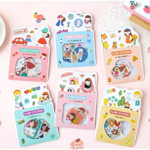 12pcs/LOT FLORA series daily Creative deceration DIY paper masking washi sticker