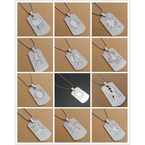 12PCS Stainless Steel Libra Pisces Aries Taurus Gemini Cancer Leo Virgo Detachable All Horoscope Constellations Tag Necklaces