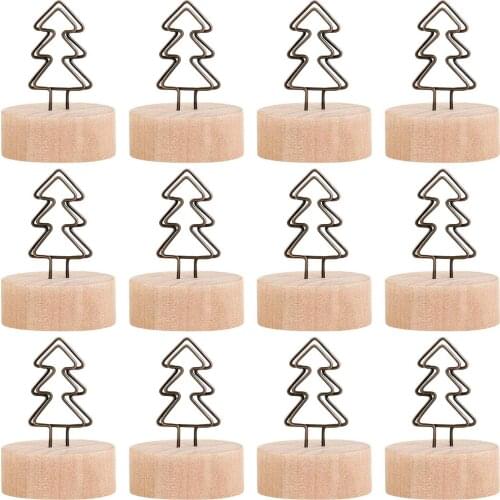 12 Pcs Party Decoration Card Holders Wooden Base Card Holders Holder Picture Memo Note Photo Clip Wedding Office