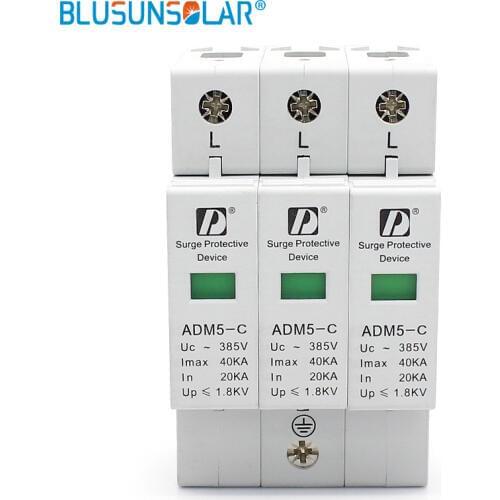 2 pieces / lot Household Standard 3P 20-40kA 380V AC Din Rail 35mm SPD Low Voltage Surge Protector Lightning Surge Arrester