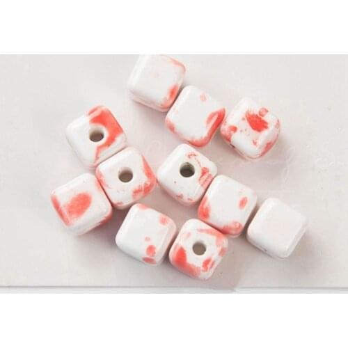 20pcs Oval Square Ceramic Beads DIY Spacer Beads For Earrings Necklace Bracelet Handmade Accessories DIY Jewelry Making
