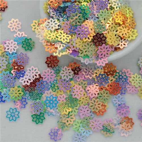 500Pcs(25g) 9mm Flower shape Brilliant Glitter Mix Color High Quality loose sequins for craft Kids DIY garments Wedding sewing