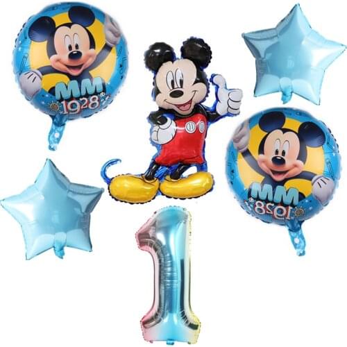 6pc/set Disney Mickey mouse Minnie mouse Birthday Party Decorations Baby Shower Party Decorations Kids Toys Ballon Supplies Set
