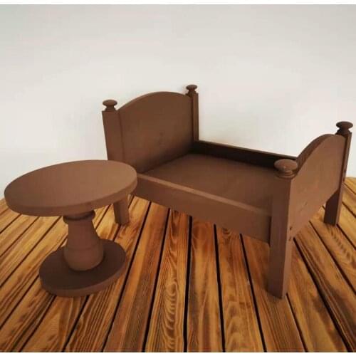 A2UB Newborn Baby Photograph Props Mini Coffee Table Handmade Wooden Little Tea Desk