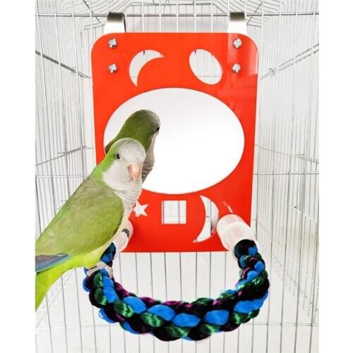Acrylic Parrots Swing Toy Birds Perch Hanging Swings Cage With Colorful Chew Rope Toys Bird Supplies
