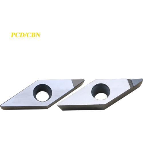2pcs VCGT160404 VCGT160408 VCGT110304 PCD CBN Insert High hardness VCGT diamond blade CNC Lathe cutter tool for SVJCR Holder