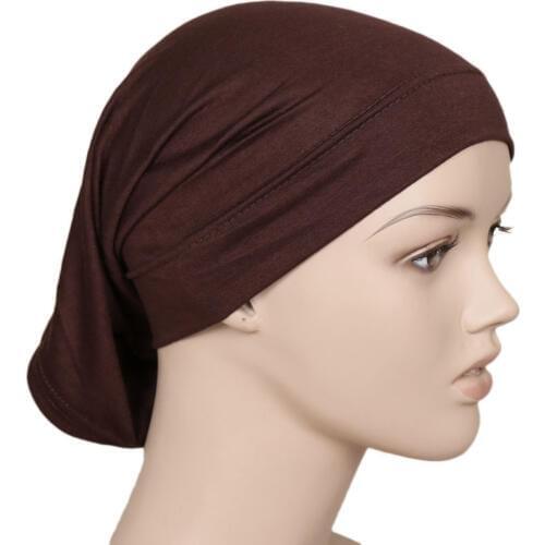 Brand 2020 Women Headband Elastic Cotton Knitted Headscarf Muslim Hijab Cover Head Hair Scarf Casual New Under Scarf Tube Bonnet