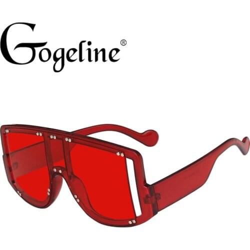 One Piece Steampunk Oversized Sunglasses For Women New Rivet Square Men Punk Sun Glasses Luxury Brand Hip Hop Eyewear