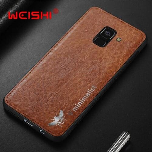 Case For Samsung Galaxy A8 Plus A6 A9 A7 2018 A750 J4 J6 J8 Luxury Vintage Leather Magnetic Car Hold Back Cover Case