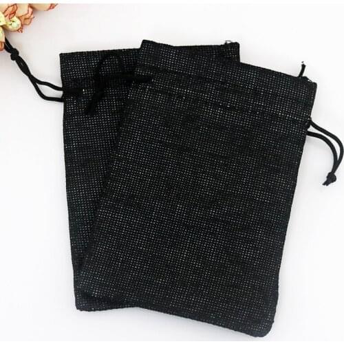 Dark Black Drawable Jute Bag 10Pcs/Lot 13x18cm Bags For Storage Wedding Gift Pouch Drawstring Burlap Bags Candy Bead Bags