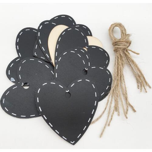 10pcs Mini Black Gift Tag Wood Tag Blackboard Heart Cloud Shape Blank Hang Black Tag Luggage Label Gift Wrapping Supplies