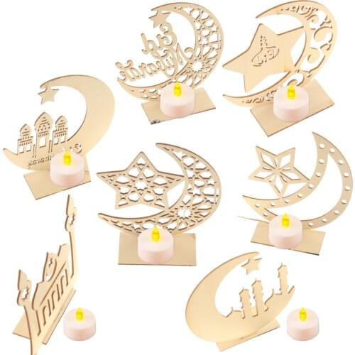 Wooden Moon Decoration DIY Desktop Decoration Decoration Muslim Ramadan Decoration Home Decoration