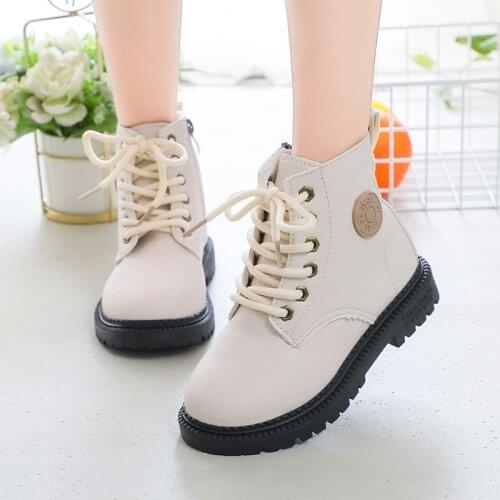 Child New Boots 2021 Autumn Winter Fashion Classic Kids Martin Boots for Boys Girls Ankle High Zipper Cross-tied Warm Cotton Hot