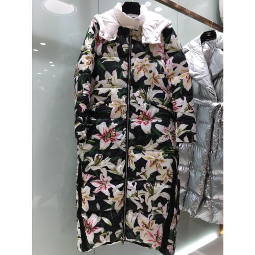 Long coat 2019 Winter jacket women down jackets womens long down coat flower parka down outerwear brand coat famous cat show