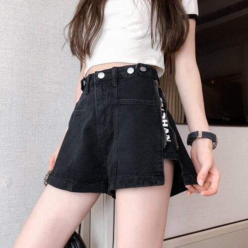 Vintage Denim Shorts Womens Summer Loose Casual 2021 New High Waist Wide Leg A-Line Denim Hot Pants Zipper Fly Jeans Shorts