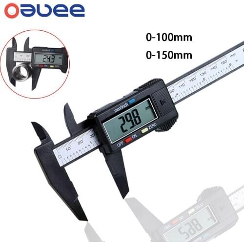 Oauee 100mm 150mm Electronic Digital Caliper Carbon Fiber Dial Vernier Caliper Gauge Micrometer Measuring Tool Digital Ruler