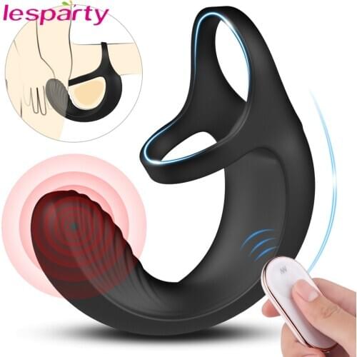 10 Modes Vibrating Penis Massager Ring Dildo Sex Toys for Men Scrotum Massager Male Chastity Cage Testicle Bondage Vibrators