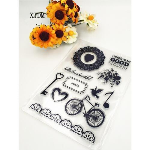 Hot sale bicycle Transparent Clear Stamps / Silicone Seals Roller Stamp for DIY scrapbooking photo album/Card Making