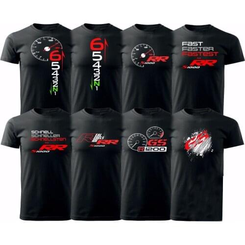 Hot Sale 100% Cotton Man Clothing Summer Tops T Shirt S1000Rr R1200Gs Usw... Logos In RW motorcycle Fan Biker Tee Shirt