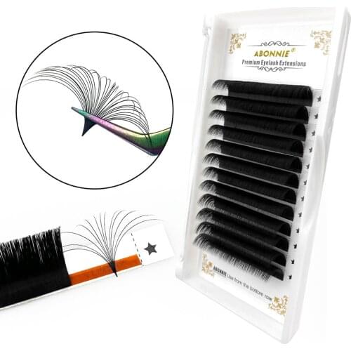 LAKANAKU Easy Fanning Eyelash Extensions 16 Row 8~18 MM Fast Fanning Label Lashes Self Blooming