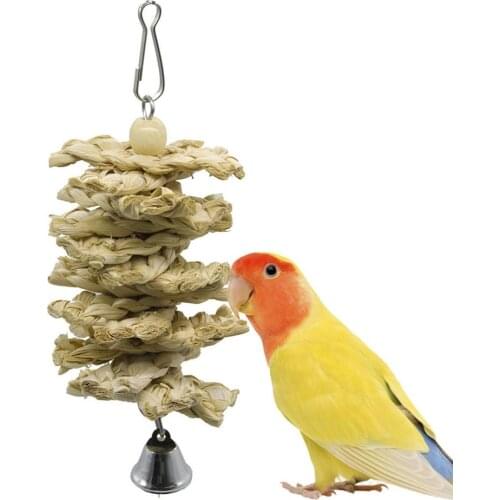 Creative Cockatiel Parrot Toy Natural Corn Leaf Bite Swing Hanging Cage Pet Climb Bite Chewing Household Bird Supplies