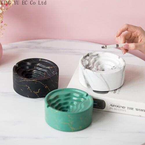 Creative Trapezoidal Ceramic Ashtray Home Living Room Light Luxury Desktop Decoration Anti Fly Ash Storage Box Ornaments