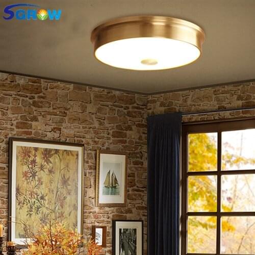 SGROW Round Design Modern Ceiling Lamp Simple Gold Indoor Lighting For Bedroom Dinning Room Living Room Lampara Mount LED Lights