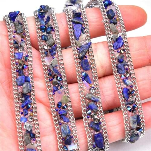 Hot-Fix Tape 1 Cm Width 5 Yard/Lot Rhinestone Chain Cake Ribbon Blue Stone Trimming Wedding Decoration Sewing Shoes Accessories