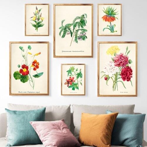 Best Sell Print Set of 9 Red Botanical Wall Painting Vintage Flower Kitchen Trends Farmhouse Art No Frame Pictures