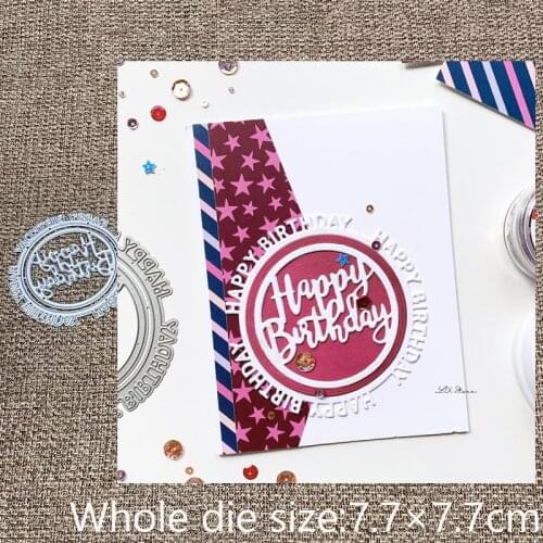 XLDesign Craft Metal stencil mold Cutting Dies Happy birthday circle frame scrapbook die cuts Album Paper Card Craft Embossing
