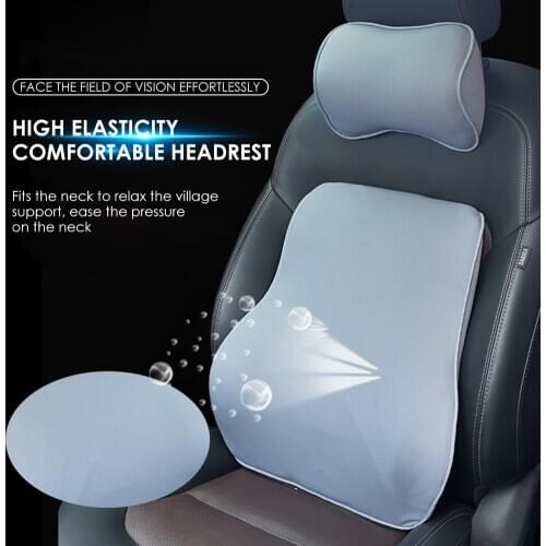 Multi-functional Universal Memory Foam Car Auto Headrest Neck Pillow + Durable Practical Classic Lumbar Back Support Set