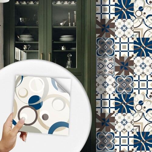 10/15/20/30cm Spanish Style Tile Sticker For Kitchen Bathroom Washbasin Decoration Waterproof & Oil-proof Ceramics Art Wallpaper