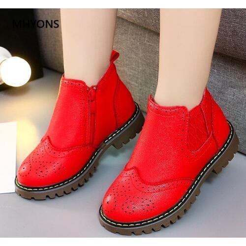 Spring Kids Leather Chelsea Boots Waterproof Children Sneakers Gray Black Boots For Baby Girl Boots Boy Shoes