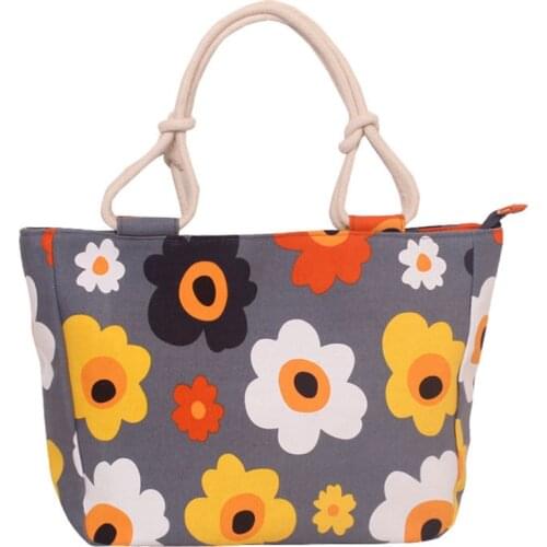 New Fashion Canvas Flower Printing Shoulder Bag Women Vintage Luxury Designer Handbag Female Large Tote Bags Ladies Beach Bags