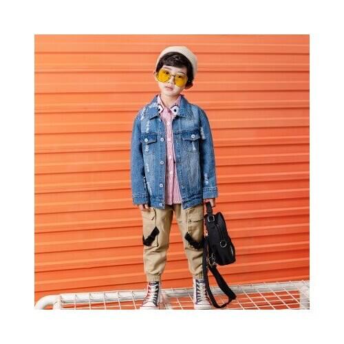 New Arrival Baby Boys Denim Jackets 2019 Autumn Childrens Boys Suits Fashion Denim Coats+shirt+pants Suits Boys Set 2-7 Years