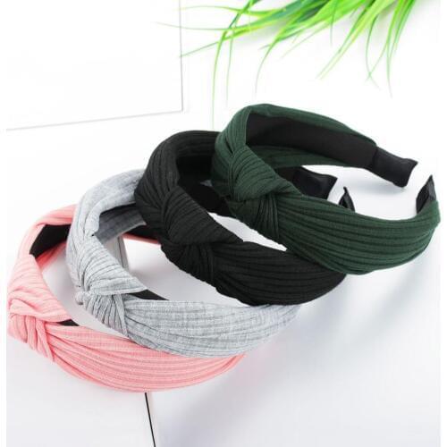 Women Girl Fashion Solid Color Striped Cross Knot Hair Hoop Headwear Headband Hairband Beauty Hair Styling Accessories