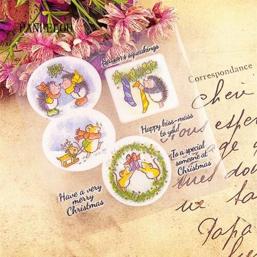 PANFELOU 16x16cm Embrace the hedgeh Transparent Clear Silicone Stamp/Seal DIY scrapbooking/photo album clear stamp sheets
