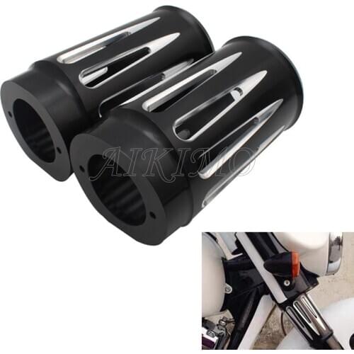Motorcycle Front Fork Boot Slider Covers CNC Aluminum For Harley Touring Road King Street Electra Glide Trike Models 1986-2013