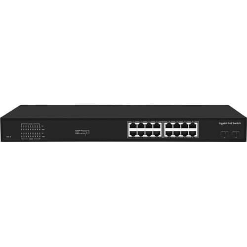 Plexda 18Ports Gigabit PoE Switch 16x PoE+2x 1G SFP |Single port Max.30W| IEEE 802.3af/at poe switch (SGD901-AFG-162S-200)