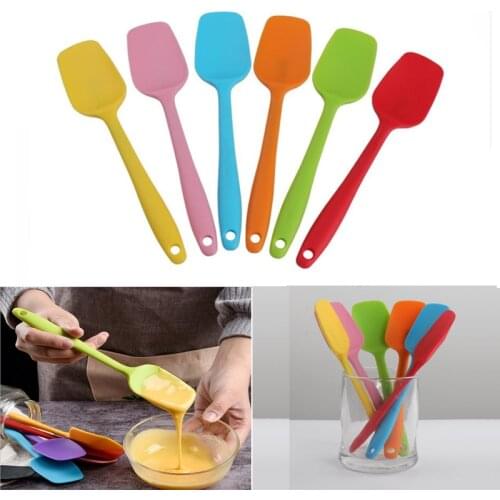 Hot Universal Heat Resistant Integrate Handle Silicone Spoon Scraper Spatula Ice Cream Cake For Kitchen Tool Utensil Convenience