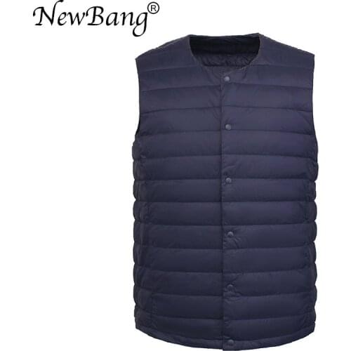 NewBang Matt Fabric Mens Down Vest Ultra Light Down Vests Men Portable Sleeveless Coat Man Without Collar Warm Liner
