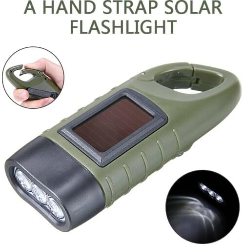 Hand Crank Solar Flashlight Portable Emergency LED Flashlight Camping LED Torch for Outdoor Mountaineering Tent Light